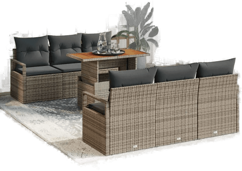 Vidaxl Hagesofa Set 7 pcs Grå