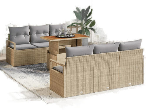 Vidaxl Hagesofa Set 7 pcs Beige