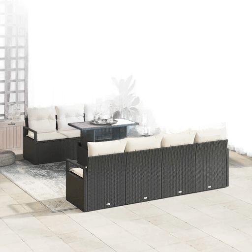 Vidaxl Hagesofa Set 8 pcs Svart