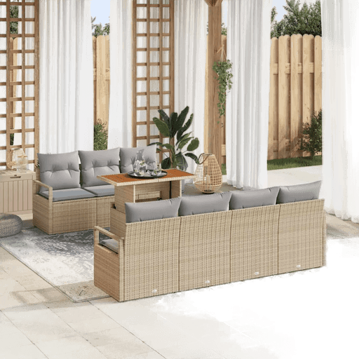 Vidaxl Hagesofa Set 8 pcs Beige