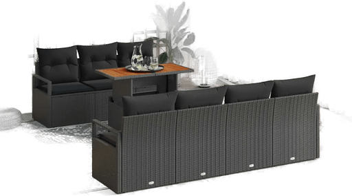 Vidaxl Hagesofa Set 8 pcs Svart