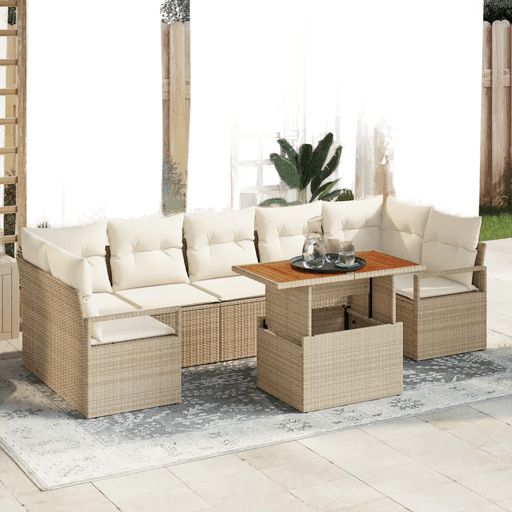 Vidaxl Hagesofa Set 8 pcs Beige