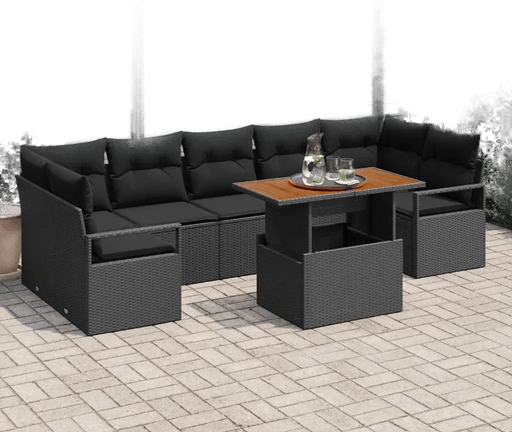 Vidaxl Hagesofa Set 8 pcs Svart