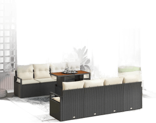 Vidaxl Hagesofa Set 9 pcs Svart