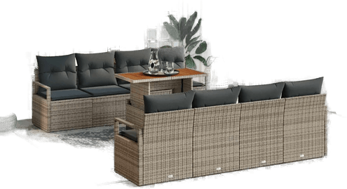 Vidaxl Hagesofa Set 9 pcs Grå