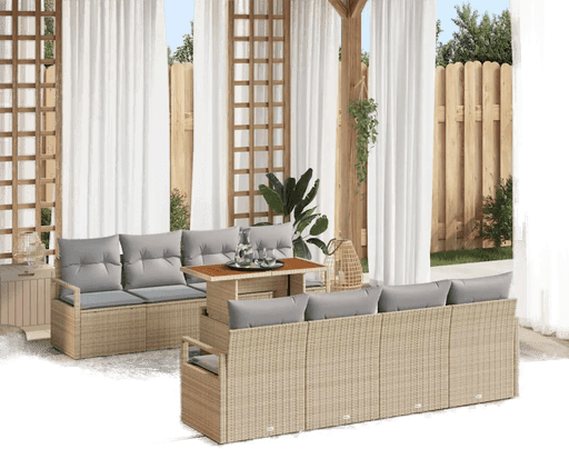 Vidaxl Hagesofa Set 9 pcs Beige