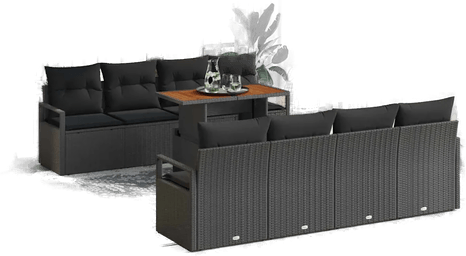 Vidaxl Hagesofa Set 9 pcs Svart