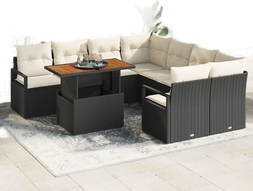 Vidaxl Hagesofa Set 9 pcs Svart