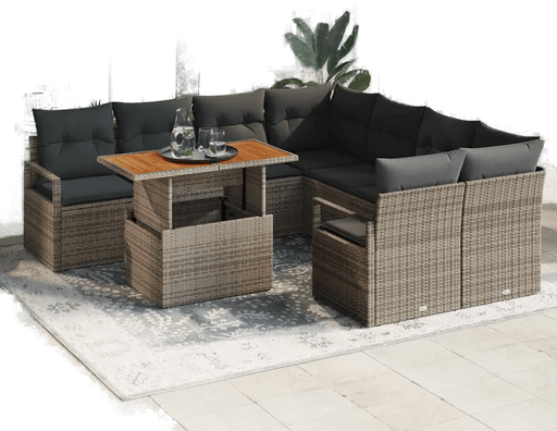 Vidaxl Hagesofa Set 9 pcs Grå