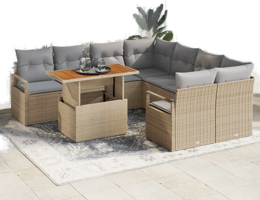 Vidaxl Hagesofa Set 9 pcs Beige