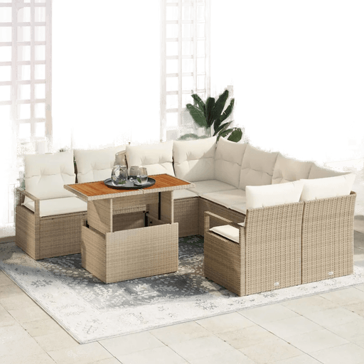 Vidaxl Hagesofa Set 9 pcs Beige