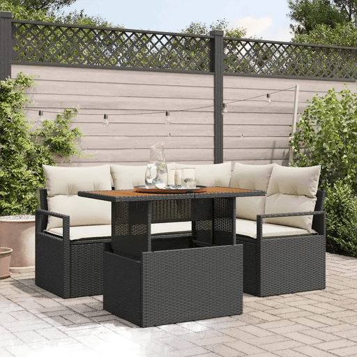 Vidaxl Hagesofa Set 5 pcs Svart