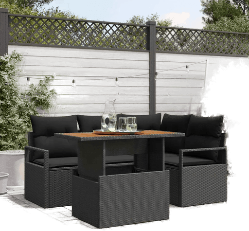 Vidaxl Hagesofa Set 5 pcs Svart