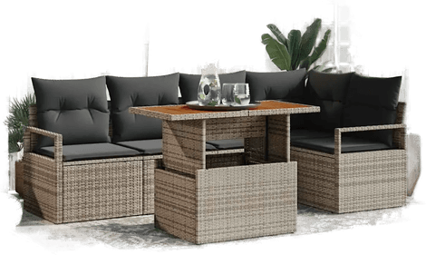 Vidaxl Hagesofa Set 6 pcs Grå