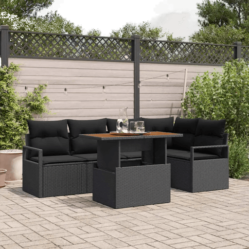 Vidaxl Hagesofa Set 6 pcs Svart