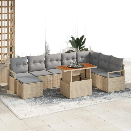 Vidaxl Hagesofa Set 9 pcs Beige