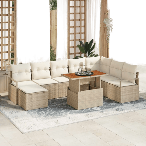 Vidaxl Hagesofa Set 9 pcs Beige