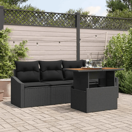 Vidaxl Hagesofa Set 5 pcs Svart