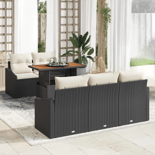 Vidaxl Hagesofa Set 6 pcs Svart