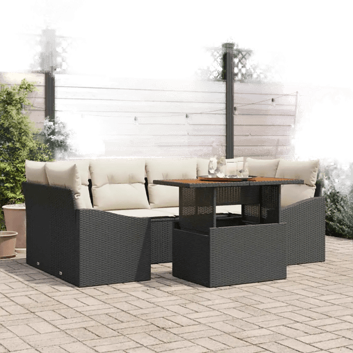 Vidaxl Hagesofa Set 7 pcs Svart