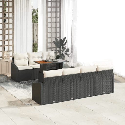 Vidaxl Hagesofa Set 8 pcs Svart