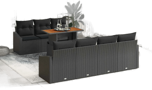 Vidaxl Hagesofa Set 8 pcs Svart
