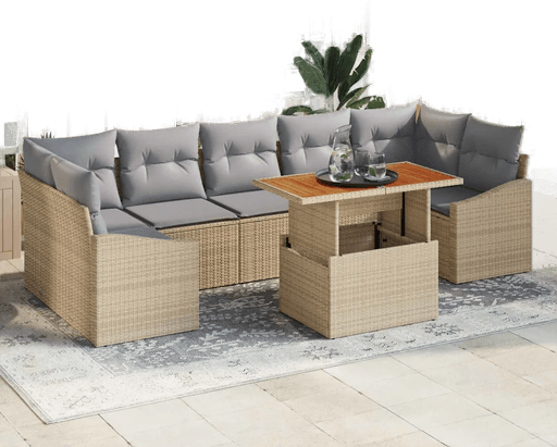 Vidaxl Hagesofa Set 8 pcs Beige og lys grå