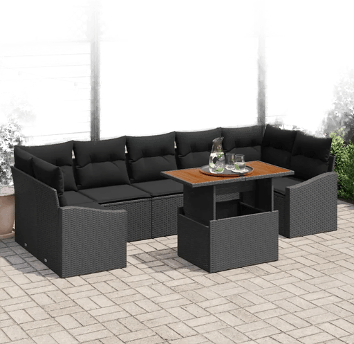 Vidaxl Hagesofa Set 8 pcs Svart