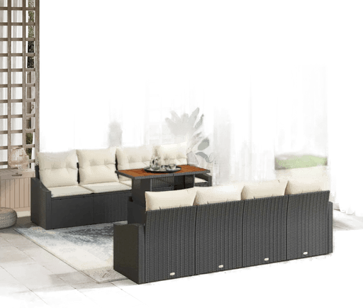 Vidaxl Hagesofa Set 9 pcs Svart