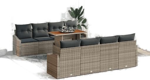 Vidaxl Hagesofa Set 9 pcs Grå