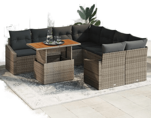 Vidaxl Hagesofa Set 9 pcs Grå