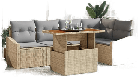 Vidaxl Hagesofa Set 6 pcs Beige