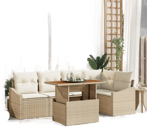 Vidaxl Hagesofa Set 6 pcs Beige