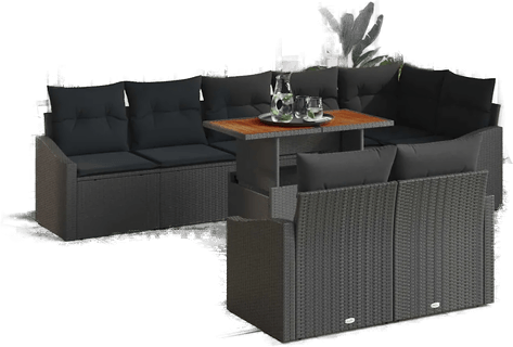 Vidaxl Hagesofa Set 9 pcs Svart