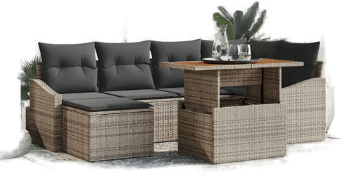 Vidaxl Hagesofa Set 7 pcs Grå