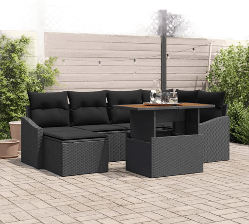 Vidaxl Hagesofa Set 7 pcs Svart