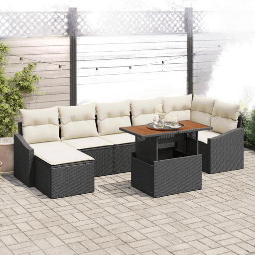 Vidaxl Hagesofa Set 8 pcs Svart