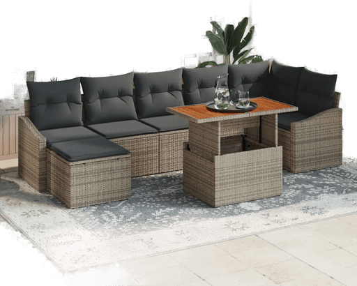 Vidaxl Hagesofa Set 8 pcs Grå