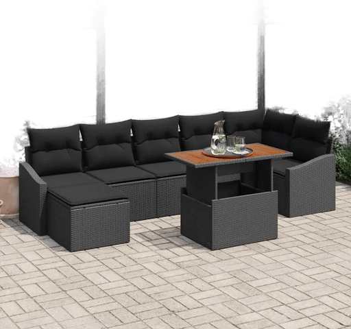 Vidaxl Hagesofa Set 8 pcs Svart