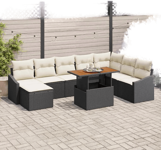 Vidaxl Hagesofa Set 9 pcs Svart