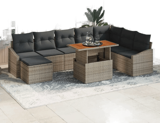 Vidaxl Hagesofa Set 9 pcs Grå