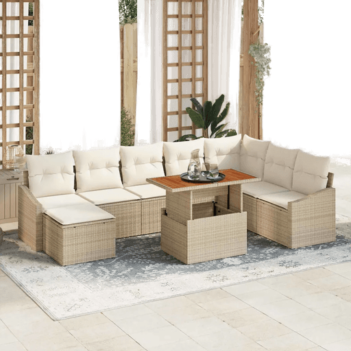 Vidaxl Hagesofa Set 9 pcs Beige