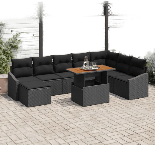 Vidaxl Hagesofa Set 9 pcs Svart