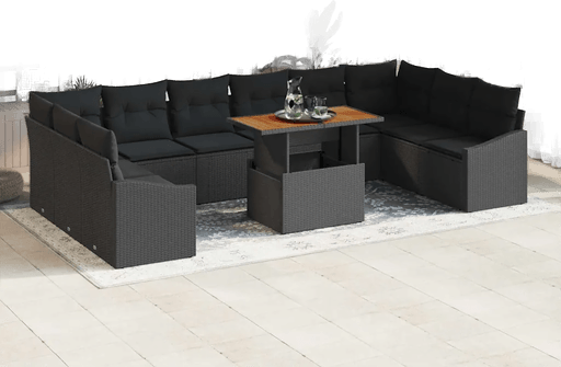 Vidaxl Hagesofa Set 11 pcs Svart