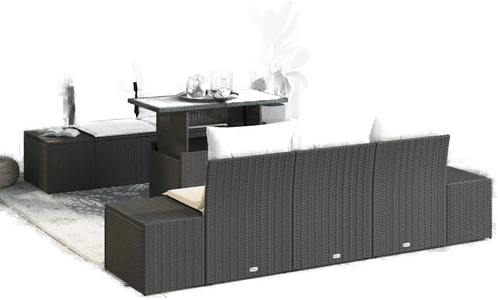 Vidaxl Hagesofa Set 6 pcs Svart