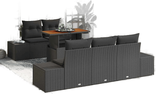 Vidaxl Hagesofa Set 6 pcs Svart