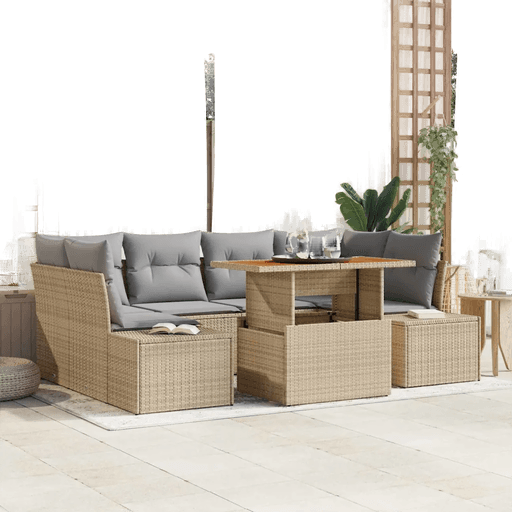 Vidaxl Hagesofa Set 7 pcs Beige
