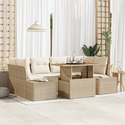 Vidaxl Hagesofa Set 7 pcs Beige