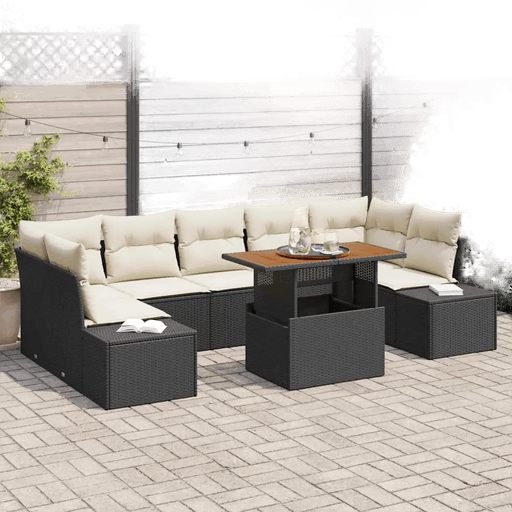 Vidaxl Hagesofa Set 8 pcs Svart