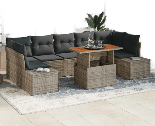 Vidaxl Hagesofa Set 8 pcs Grå